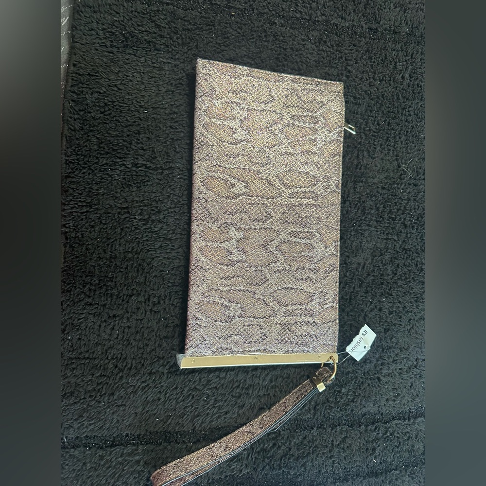 New Glittery snakeskin look clutch with arm strap